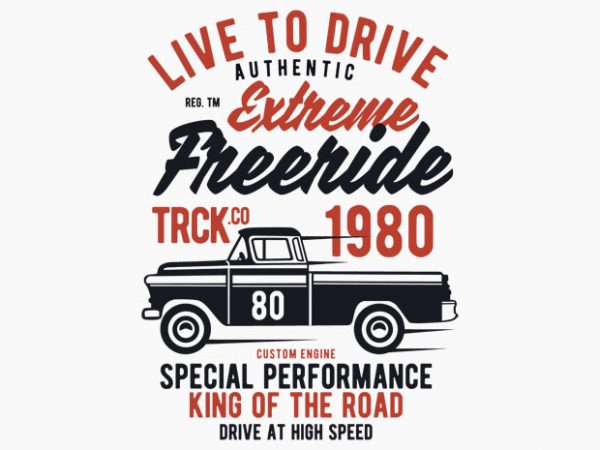 Extreme freeride truck t-shirt design