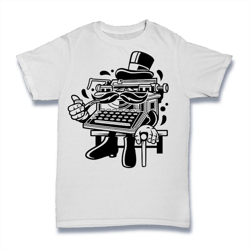 Typewriter Classic Gentleman t shirt designs for sale