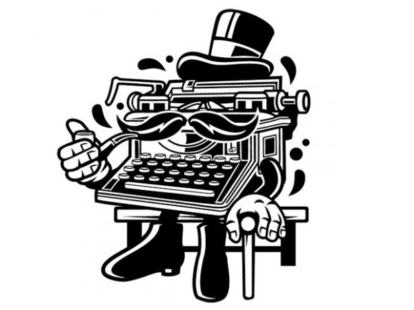Typewriter classic gentleman vector t shirt design artwork