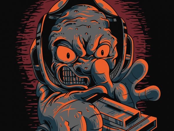 Alien shooter vector t-shirt design for commercial use