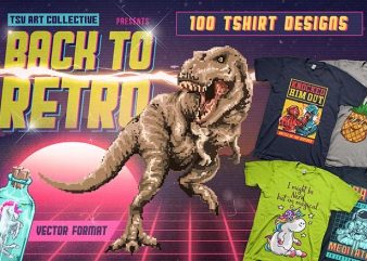 Back To Retro 100 T-Shirt Designs Bundle