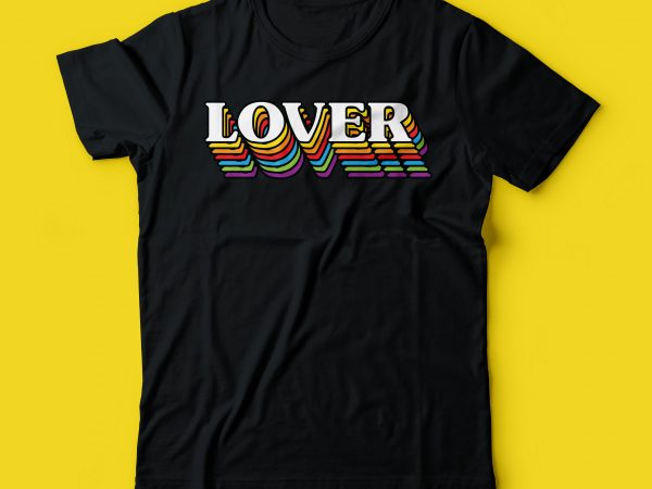 Lover rainbow text design | tshirt colourful design design for t shirt