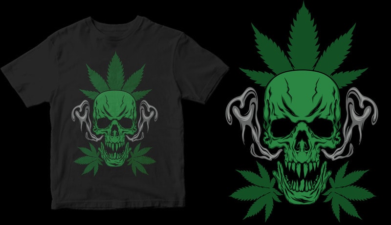 marijuana skull t shirt design for purchase - Buy t-shirt designs