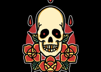 skull rose vector tshirt design