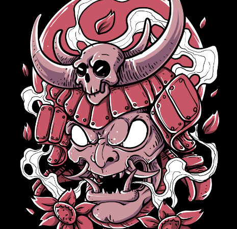 Funny samurai head t shirt design