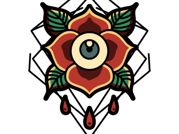 Eye rose tattoo tshirt design