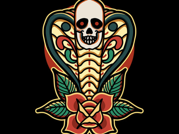 Skull cobra tshirt design for sale