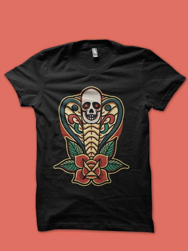 skull cobra tshirt design for sale