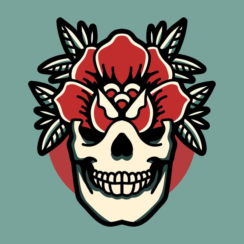 skull rose t shirt