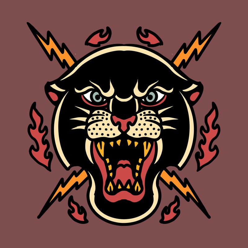 Free Panther and thunder tshirt vector design