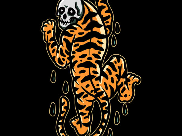 Skull tiger tshirt design ready to use