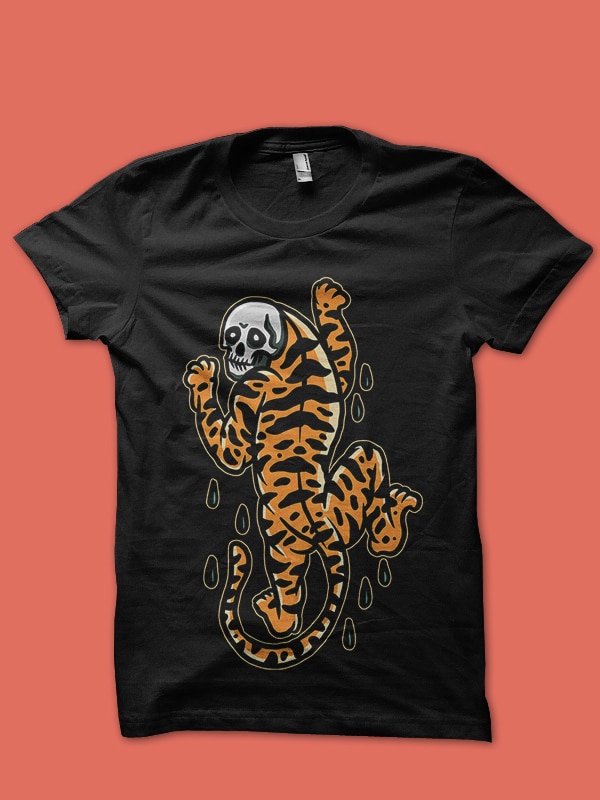 skull tiger tshirt design ready to use