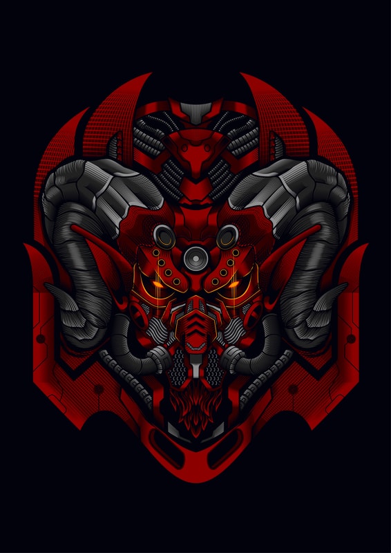 Free Devil goat mask t shirt vector illustration