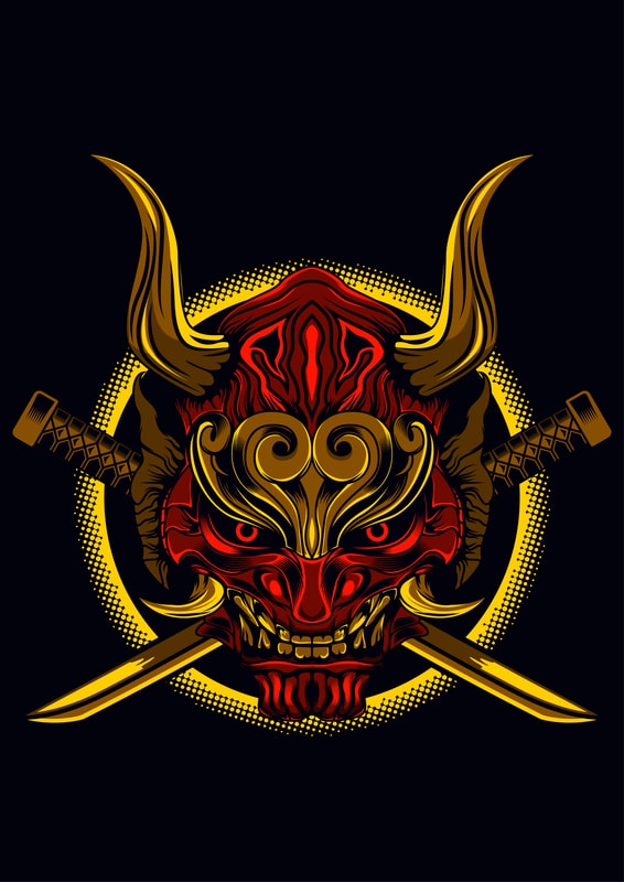 Free Devil ronin evil t shirt vector illustration