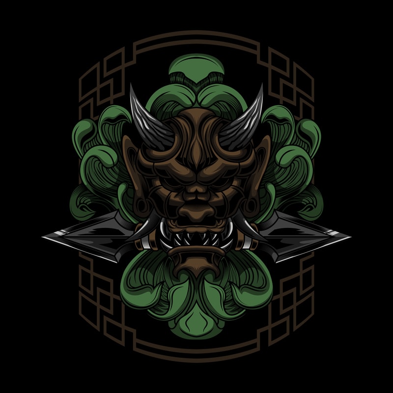 Free Floral ronin samurai vector illustration art