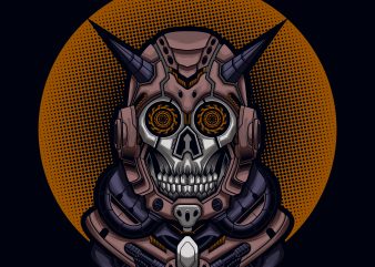 Mecha devil skull t shirt designs for sale