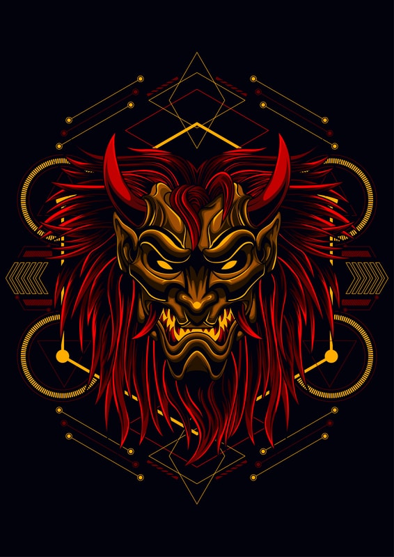 Free Onimask samurai devil t shirt design online