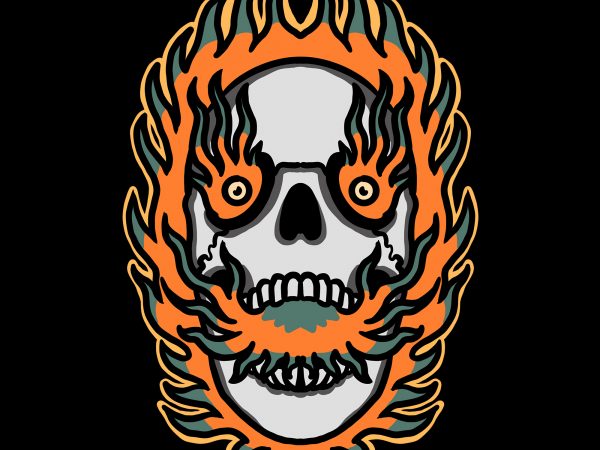 Burning skull 2 t shirt template