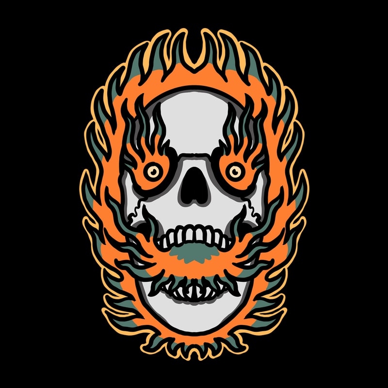 Free Burning skull 2 t shirt template