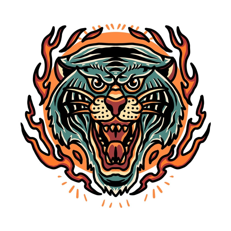 burning tiger t-shirt design vector - Buy t-shirt designs