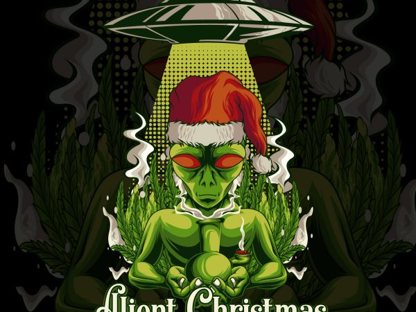 Alient christmas t shirt vector