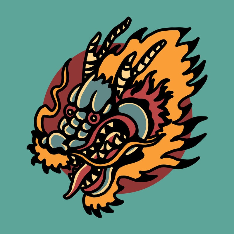 Free Oriental dragon graphic t-shirt design