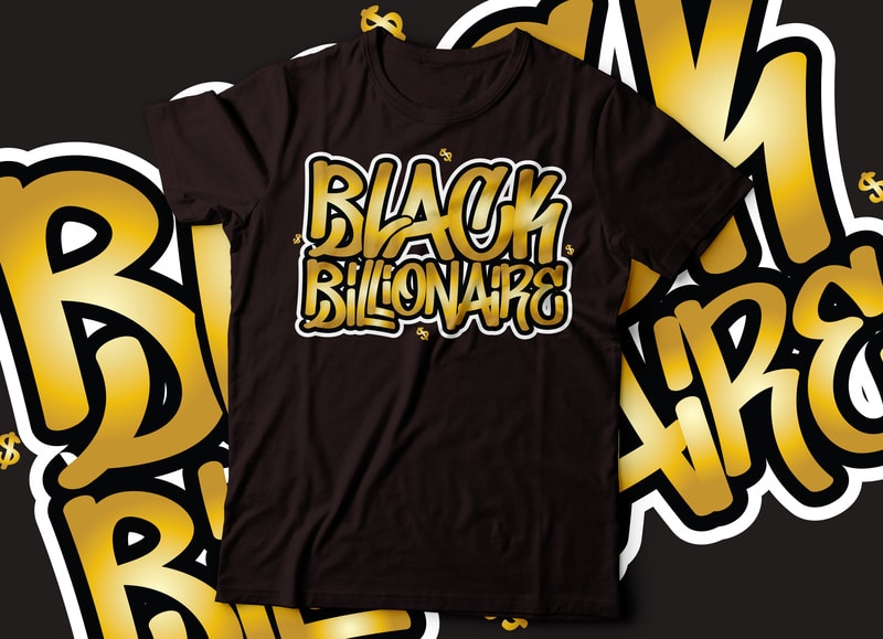 Free Black billionaire graffiti style gold color typography design | african amercing design