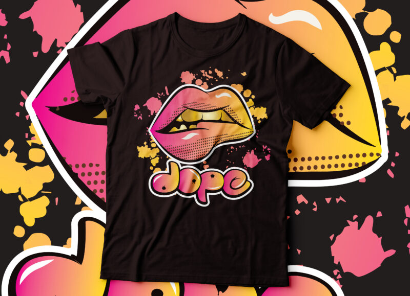 dope graffiti text style lip graphic drip design