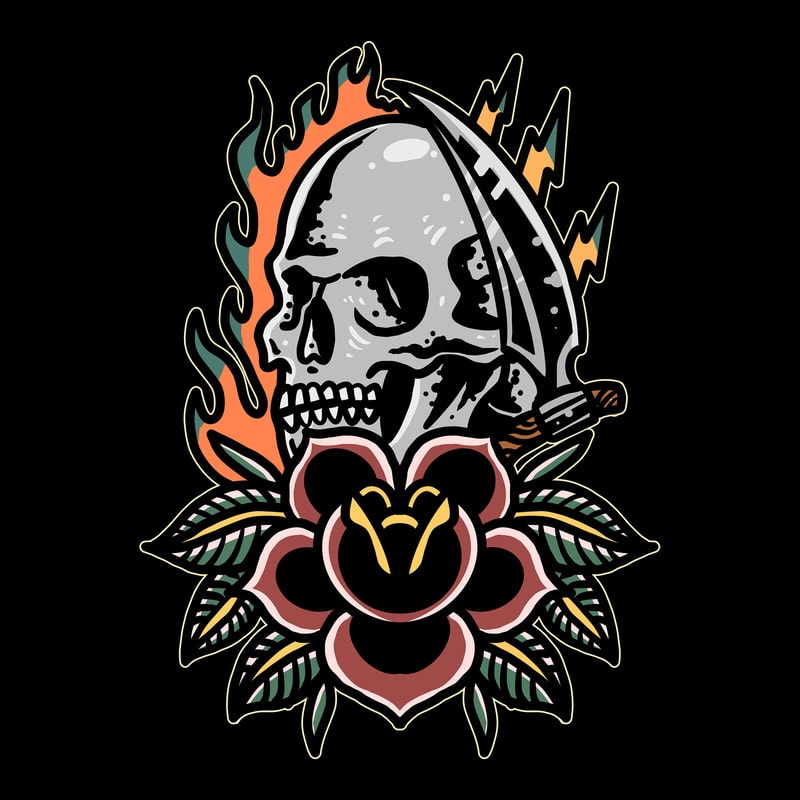 burning skull and rose - Buy t-shirt designs