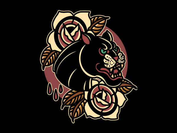 Rose and panther t shirt design online