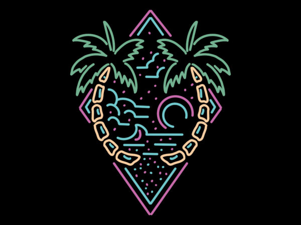 Neon summer T shirt vector artwork