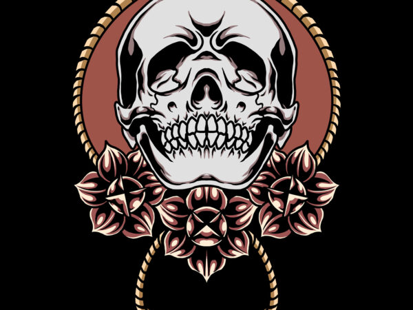 Skull and roses t shirt template vector