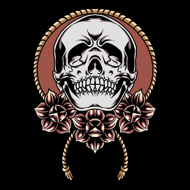 Free Skull and roses t shirt template vector