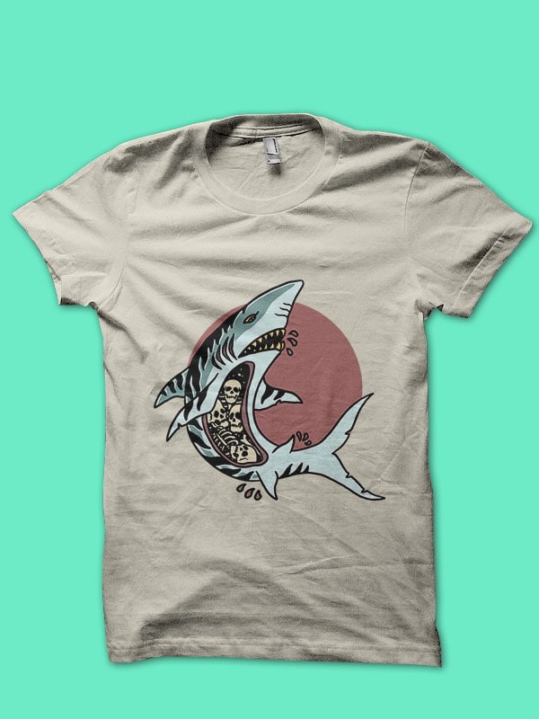 man eater shark t-shirt design