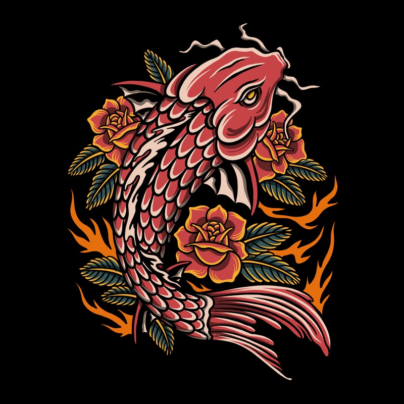 Free Koi traditonal t-shirt illustration