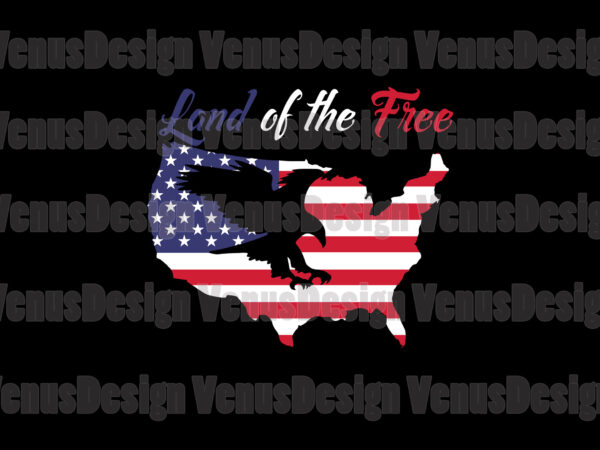 Land of the free eagle american flag map editable design