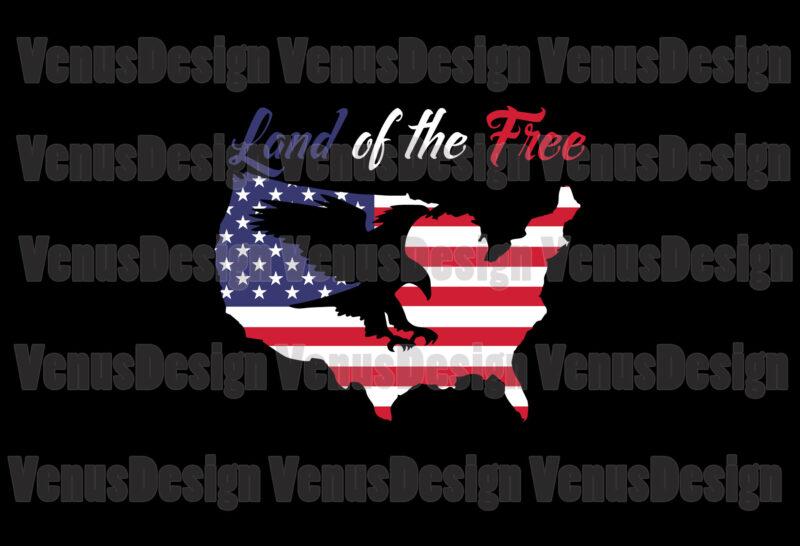 Land Of The Free Eagle American Flag Map Editable Design