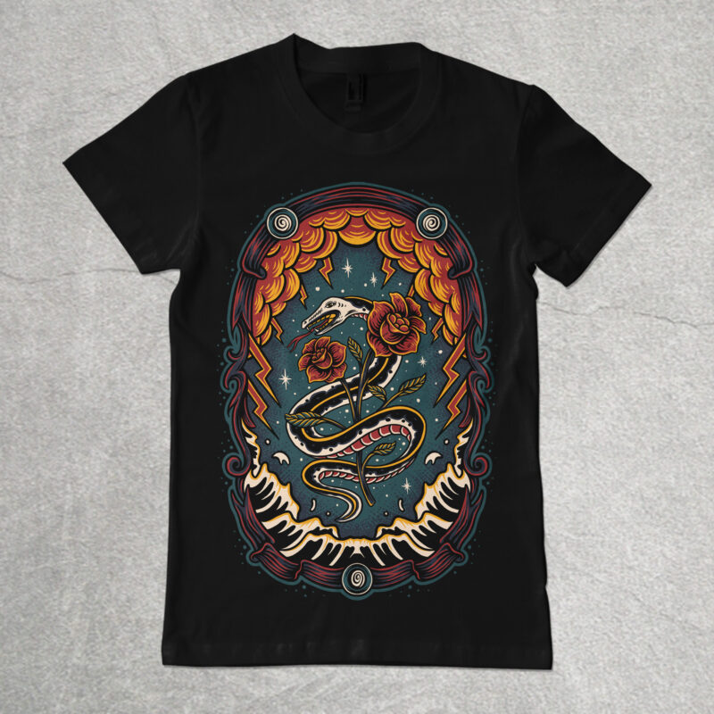 Magical snake illustration design for t-shirt - Buy t-shirt designs