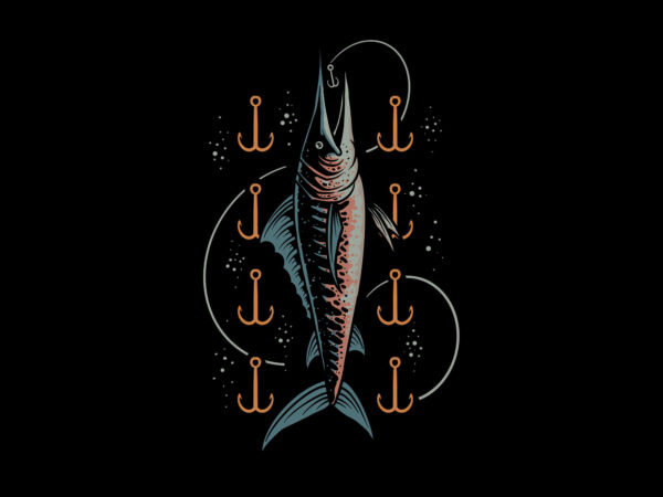 Marlin fishing 3 t shirt designs for sale