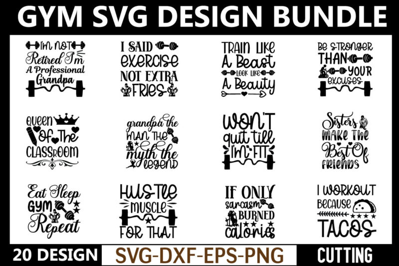 Gym svg bundle t shirt design template