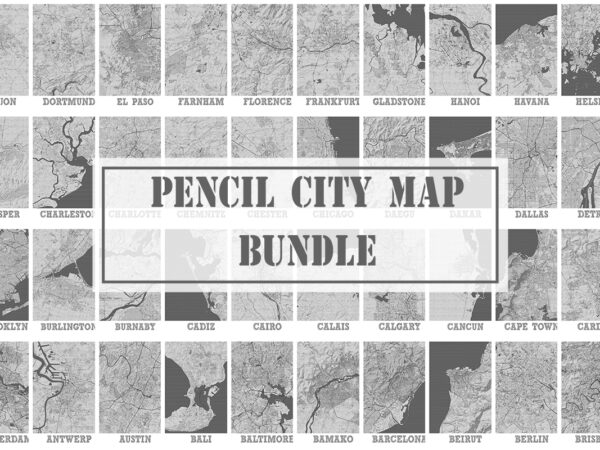 Pencil city map bundle t shirt illustration