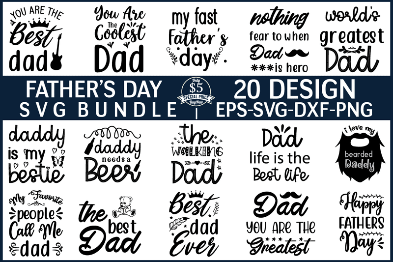 Father's Day SVG Bundle t shirt vector illustration - Buy t-shirt designs