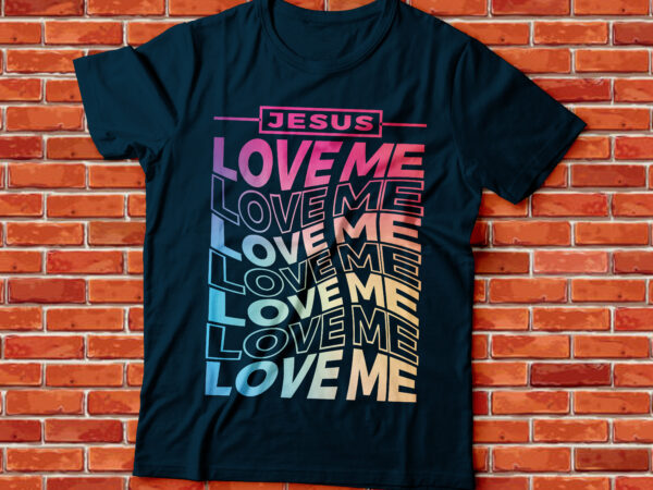 Jesus love me holographic typographic design