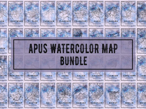 Apus watercolor map bundle t shirt vector