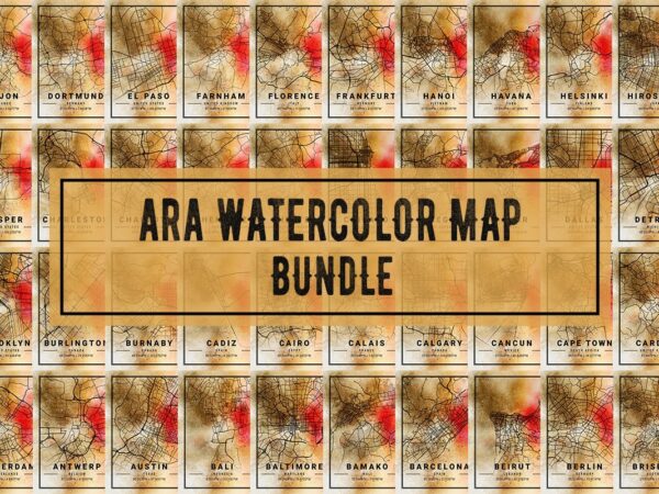 Ara watercolor map bundle t shirt vector
