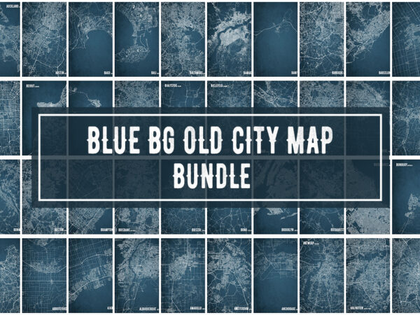 Blue bg old city map bundle t shirt template