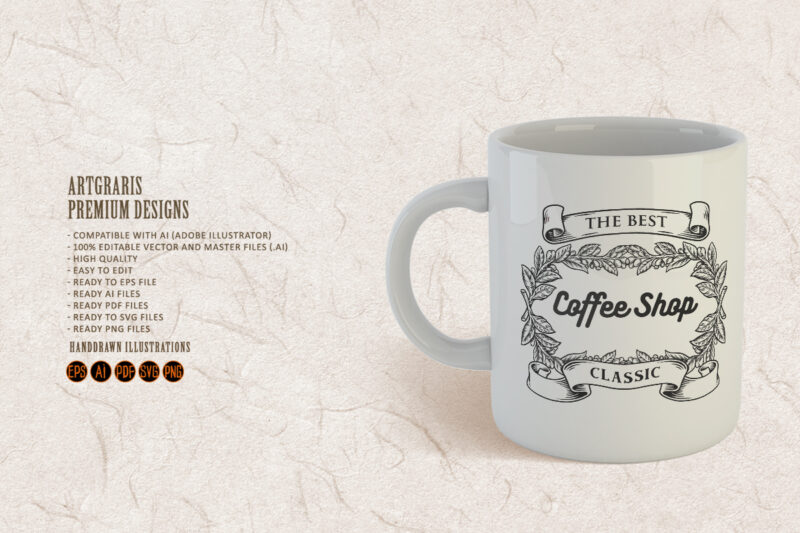 Coffee Shop Classic with Vintage ribbon Silhouette