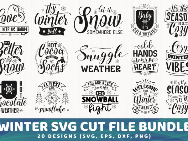 Winter svg cut file bundle, 25 designs