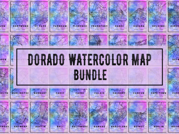 Dorado watercolor map bundle t shirt vector illustration