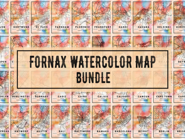 Fornax watercolor map bundle t shirt graphic design